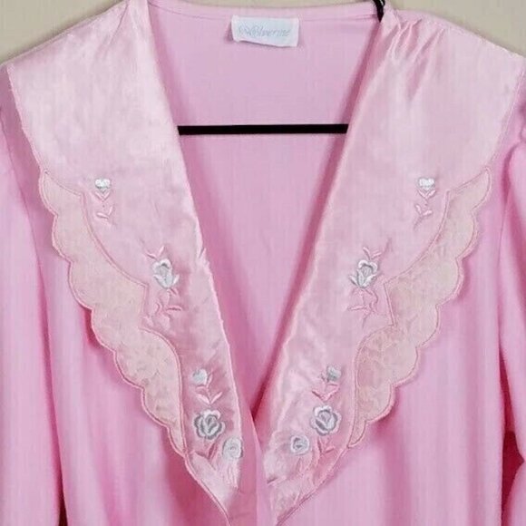 Vintage Wolverine Housecoat Robe Size Medium Pink Satin Collar Made USA 80s 90s - Picture 4 of 8